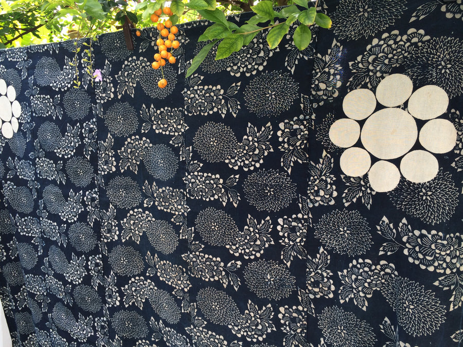futon cover, katazome w/stencilled crests