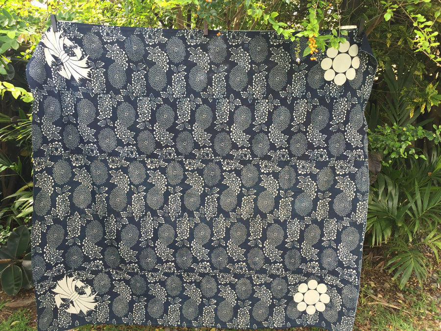 futon cover, katazome w/stencilled crests