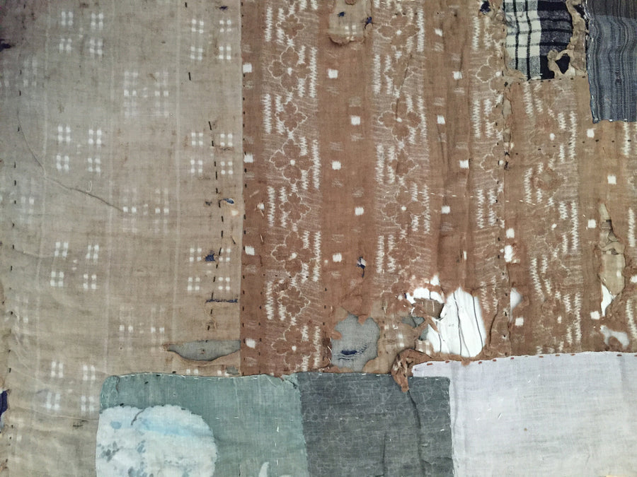 boro futon cover, corduroy patch
